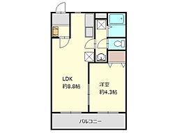 グランシェリー 1LDKの間取図画像
