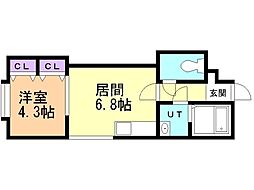 ＨＳ821 4階1DKの間取り