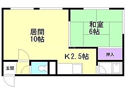 リバーハイツ32 1LDKの間取図画像