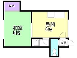 ハイツマドカ 2階1DKの間取り