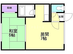 サンハイツ美園 205 2階1DKの間取り