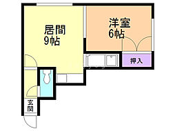 コート月寒 3階1LDKの間取り
