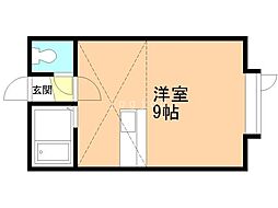ＡＭＳ月寒公園 2階ワンルームの間取り