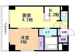 メトロ月寒中央 5階1LDKの間取り
