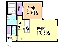 札幌市営東豊線 学園前駅 徒歩6分の賃貸マンション 4階1LDKの間取り
