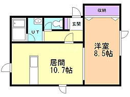 ランドマーク平岸 1LDKの間取図画像