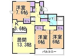 グレース福住 3LDKの間取図画像