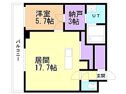 ピオネロ伏見 4階1LDKの間取り