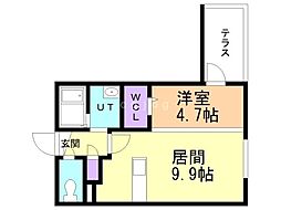 札幌市営東豊線 美園駅 徒歩4分の賃貸マンション 1階1LDKの間取り