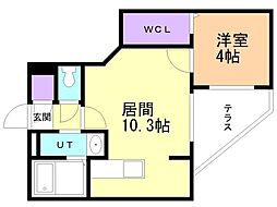 札幌市営東豊線 美園駅 徒歩4分の賃貸マンション 1階1LDKの間取り