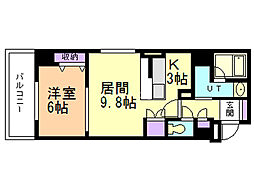 ホーリーフォート南平岸 7階1LDKの間取り