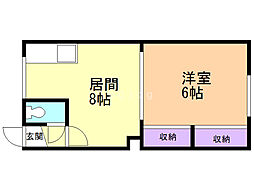 豊荘 1LDKの間取図画像