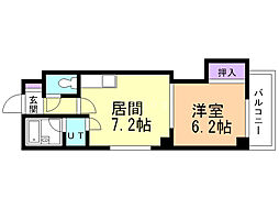 Ｙ’Ｓコート 2階1DKの間取り