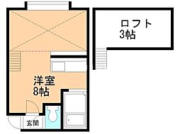 アルノルテ月寒 1階ワンルームの間取り