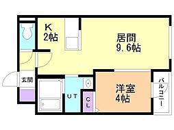 アルファスクエア福住2条 3階1LDKの間取り