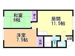 ビューティ4.3B 2LDKの間取図画像