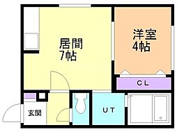 札幌市営東豊線 美園駅 徒歩3分の賃貸マンション 3階1DKの間取り