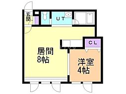 マリンパレス月寒弐番館 1階1LDKの間取り