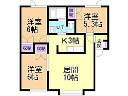 ユニゾン月寒東F 3LDKの間取図画像