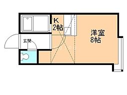 グランステージ豊平 2階1Kの間取り