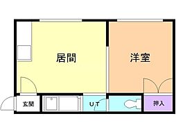 一条ハウス 2階1DKの間取り