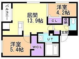ｃａｓａＡＴ平岸2ｎｄ 3階2LDKの間取り