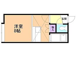 アルパ月寒 1階ワンルームの間取り