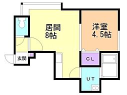 ピアチェーレ福住 3階1LDKの間取り