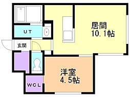 Ｙ’ｓ　ＴＳＵＫＩＳＡＭＵ（ワイズ　ツキサム） 3階1LDKの間取り