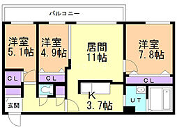 間取図画像 3LDK