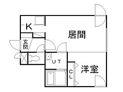 グランメール月寒中央 2階1LDKの間取り