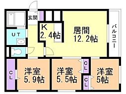 ＭＯＡＮＡ（モアナ） 2階3LDKの間取り