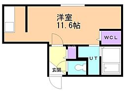 札幌市営東豊線 月寒中央駅 徒歩1分の賃貸マンション 5階ワンルームの間取り