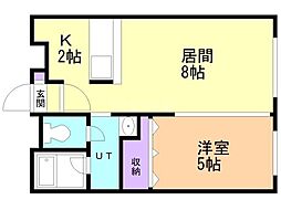 メゾン・ド・ソレイユ 2階1LDKの間取り