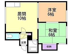 レジデンスヒルトップ 2LDKの間取図画像
