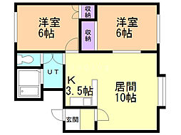 クレストール石山 2LDKの間取図画像