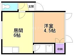 三曜ハイツＮＯ1 205 2階1DKの間取り