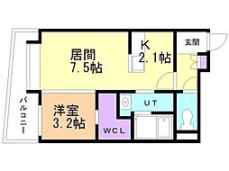 札幌市豊平区平岸四条7丁目マンション 1LDKの間取図画像
