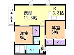 プレミエール真栄2 2LDKの間取図画像