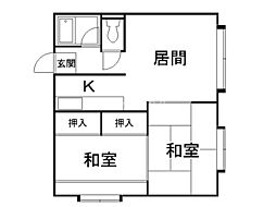 コーポサンシャイン 2LDKの間取図画像