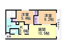 アクアトピア真栄 2LDKの間取図画像