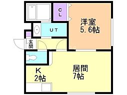 クレセール清田 1LDKの間取図画像