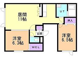 パロス福住 2LDKの間取図画像