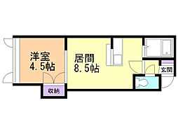 パルク平岸 1DKの間取図画像