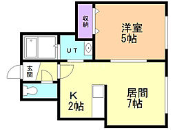 クレインコート1 1LDKの間取図画像