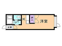 マインハイム 1Kの間取図画像
