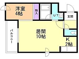 シャリテ澄川 1LDKの間取図画像
