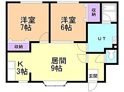 サンパティーク 2LDKの間取図画像