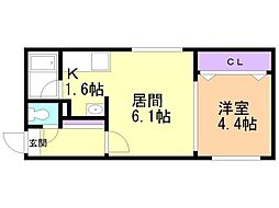 コムフォート南平岸 1LDKの間取図画像
