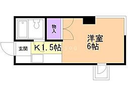 タイム15 1Kの間取図画像